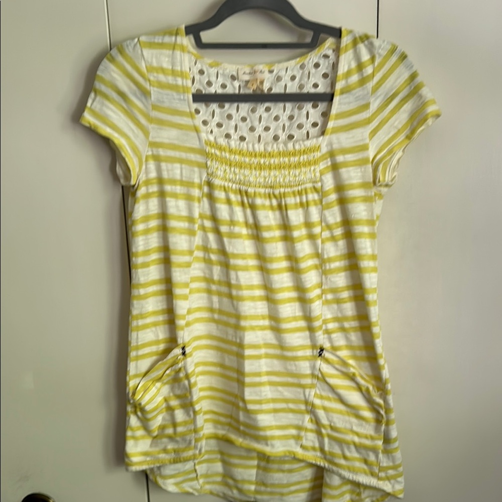Anthro Yellow Striped Women's Tunic Top